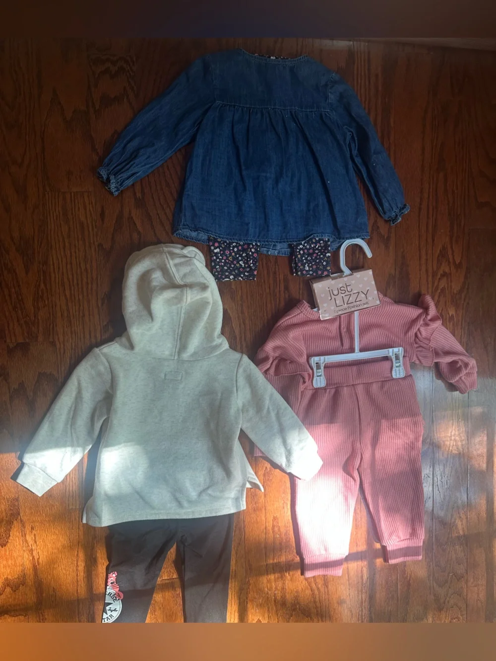 Converse Set, Just Lizzy Pink Set & H&M Denim Leggings Set for Kid Size 12months